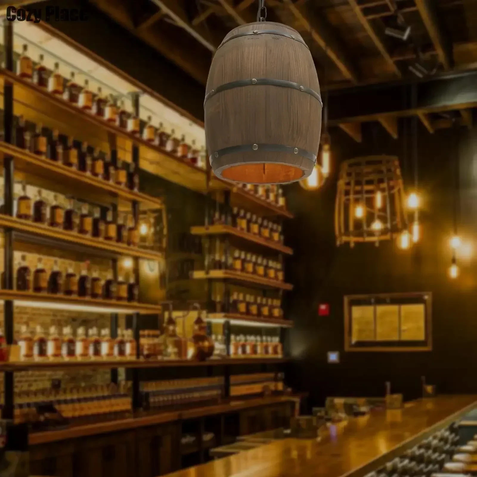 Wine & Beer Tours Of Nova Scotia - Rustykalna Lampa Vintage Żyrandol Drewniana Lampa